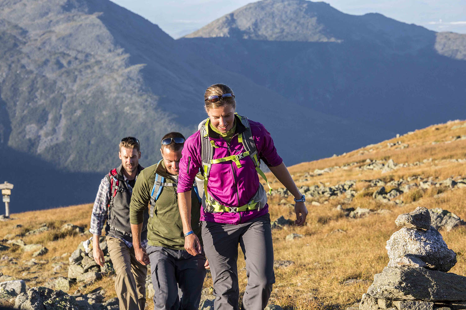 3 people hiking