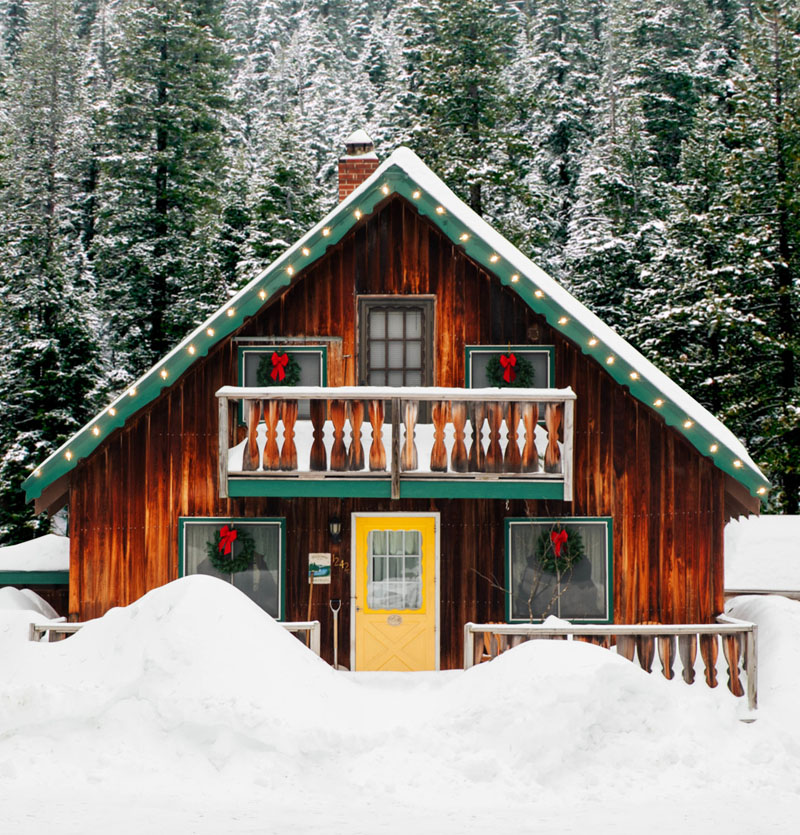 a cabin in the snow